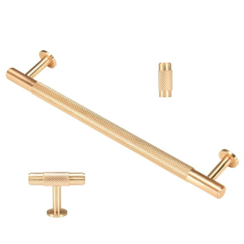 London Knurled Pull in Brushed Brass