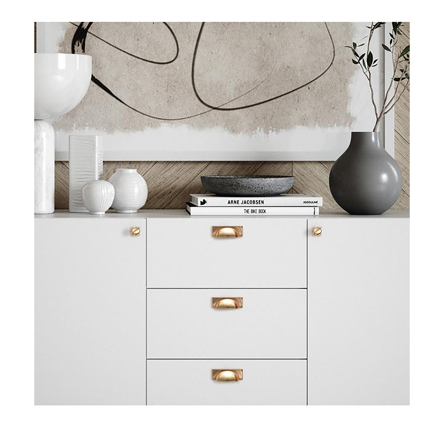 Paris Bin Pull in Brushed Brass