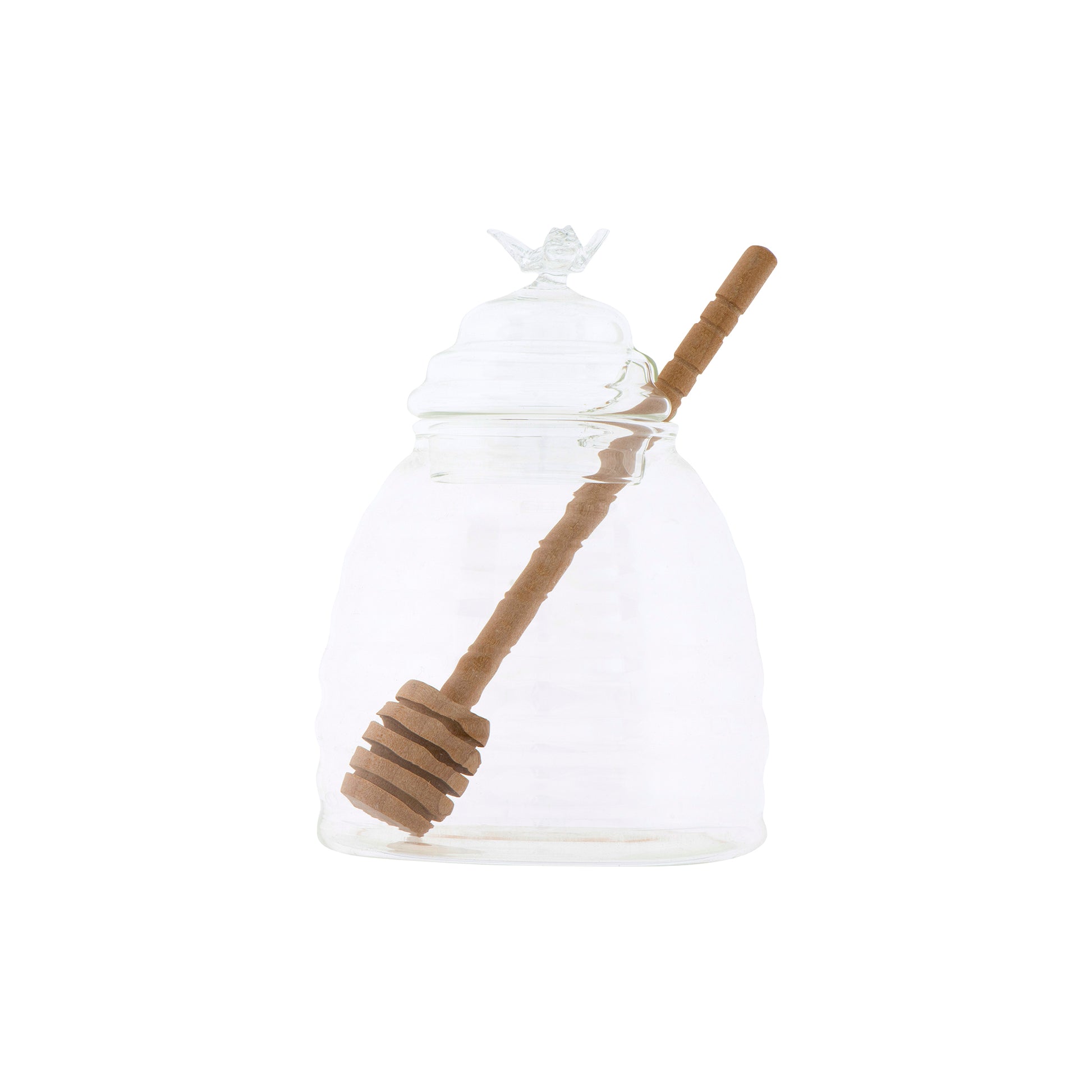 Glass Honey Jar with Wood Honey Dipper